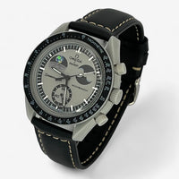 Bracelet Moonswatch Mission to EarthPhase Autres: Cuir Nato Acier Toile Cuir: Noir