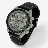 Bracelet Moonswatch Mission to EarthPhase Autres: Cuir Nato Acier Toile Cuir: Noir