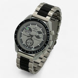 Bracelet MoonSwatch en Acier Inoxydable Earthphase: Argent Noir