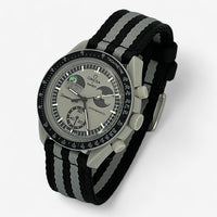 Bracelet Moonswatch Mission to EarthPhase Autres: Cuir Nato Acier Toile Nato lisse: Noir Gris