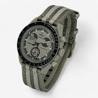Bracelet Moonswatch Mission to EarthPhase Autres: Cuir Nato Acier Toile Nato lisse: Gris Gris Clair