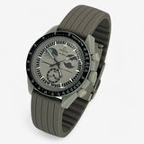 Bracelet MoonSwatch en Caoutchouc Nervuré Earthphase: Gris