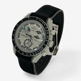 Bracelet Moonswatch Mission to EarthPhase Caoutchouc Premium à clips: Noir Gris