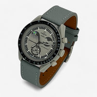 Bracelet Moonswatch Mission to EarthPhase Autres: Cuir Nato Acier Toile Cuir texturé: Gris