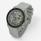 Bracelet Moonswatch Mission to EarthPhase Caoutchouc Premium: Gris Clair Blanc