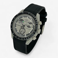 Bracelet Moonswatch Mission to EarthPhase Caoutchouc Premium: Noir