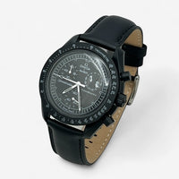 Bracelet Moonswatch Mission to the Moonphase - New Moon Autres : Cuir Nato Acier Toile Cuir uni : Noir