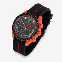 Bracelet MoonSwatch en Caoutchouc Premium une bande Lava: Noir Rouge