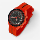 Bracelet MoonSwatch en Caoutchouc Premium une bande Lava: Rouge Noir