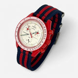 Bracelet MoonSwatch Nato Lisse Bleu Marine Rouge
