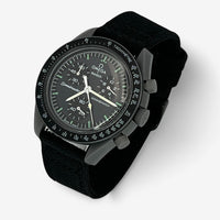 Bracelet Moonswatch Mission to Mercury Autre : Cuir Nato Acier Toile Toile : Noir + Boucle Noire
