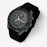 Bracelet Moonswatch Mission to Mercury Autre : Cuir Nato Acier Toile Toile : Noir + Boucle Noire