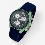 Bracelet MoonSwatch en Caoutchouc Nervuré Earth: Bleu Marine