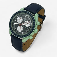 Bracelet MoonSwatch en Cuir Véritable Uni Earth: Bleu Marine