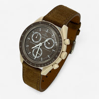 Bracelet MoonSwatch en Cuir Véritable Clair Desert: Marron