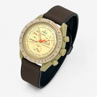 Bracelet Moonswatch Mission to Jupiter Autres: Cuir Nato Toile Cuir lisse : Marron