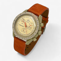 Bracelet MoonSwatch en Cuir Véritable Clair Orange