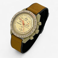 Bracelet MoonSwatch en Cuir Lisse Kaki