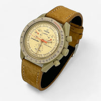 Bracelet Moonswatch Mission to Jupiter Autres: Cuir Nato Toile Cuir clair : Kaki