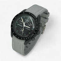 Bracelet Moonswatch Mission to Mercury Caoutchouc Premium : Gris Blanc