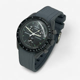 Bracelet MoonSwatch en Caoutchouc Texturé Premium Uni Mercury: Gris Foncé
