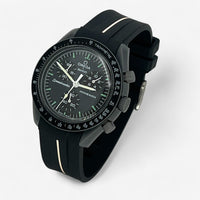 Bracelet Moonswatch Mission to Mercury Caoutchouc 1 bande : Noir Blanc