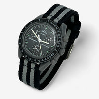 Bracelet Moonswatch Mission to Mercury Autre : Cuir Nato Acier Toile Nato Lisse : Noir Gris