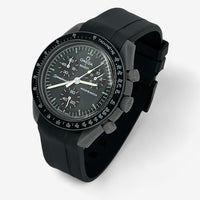 Bracelet MoonSwatch en Caoutchouc Premium Uni Mercury: Noir Noir