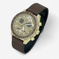 Bracelet MoonSwatch en Cuir Lisse Saturne: Marron