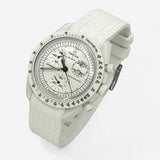 Bracelet Moonswatch Mission to the Moonphase - Full Moon - Snoopy Caoutchouc Premium : Blanc