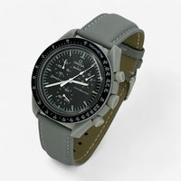 Bracelet Moonswatch Mission to the Moon Autre : Cuir Nato Acier Toile Cuir uni : Gris