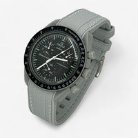 Bracelet Moonswatch Mission to the Moon Caoutchouc Premium : Gris Clair Blanc