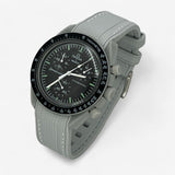 Bracelet Moonswatch Mission to the Moon Caoutchouc Premium : Gris Clair Blanc