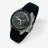 Bracelet MoonSwatch en Caoutchouc Nervuré Moon: Noir