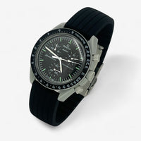 Bracelet Moonswatch Mission to the Moon Caoutchouc Nervuré : Noir