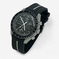 Bracelet MoonSwatch en Caoutchouc (une bande) Moon: Noir Blanc