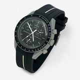 Bracelet MoonSwatch en Caoutchouc (une bande) Moon: Noir Blanc