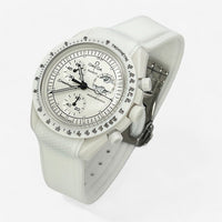 Bracelet Moonswatch Mission to the Moonphase - Full Moon - Snoopy Caoutchouc Premium à Clips : Blanc Blanc