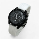 Bracelet Moonswatch Mission to the Moonphase - New Moon Caoutchouc Nervuré : Blanc
