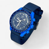 Bracelet MoonSwatch Nato Lisse Neptune: Bleu Marine