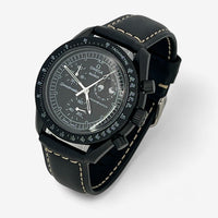 Bracelet Moonswatch Mission to the Moonphase - New Moon Autres : Cuir Nato Acier Toile Cuir noir