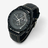 Bracelet Moonswatch Mission to the Moonphase - New Moon Autres : Cuir Nato Acier Toile Cuir noir