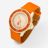 Bracelet Blancpain x Swatch Design en Cuir Véritable Orange