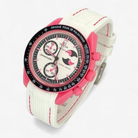 Bracelet Omega x Swatch MoonSwatch Mission to The Pink Moonphase Caoutchouc Premium: Blanc Rose