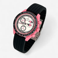 Bracelet Omega x Swatch MoonSwatch Mission to The Pink Moonphase Caoutchouc Nervuré: Noir