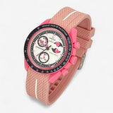 Bracelet Omega x Swatch MoonSwatch Mission to The Pink Moonphase Caoutchouc Premium 1 Bande: Rose Blanc
