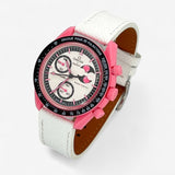 Bracelet Omega x Swatch MoonSwatch Mission to The Pink Moonphase Cuir Nato Toile Acier Cuir texturé: Blanc