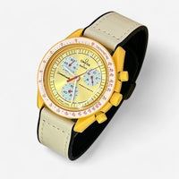 Bracelet Moonswatch Mission to the Sun Cuir lisse: Blanc