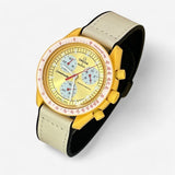 Bracelet Moonswatch Mission to the Sun Cuir lisse: Blanc