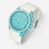 Bracelet MoonSwatch en Caoutchouc Premium Design Uranus : Blanc